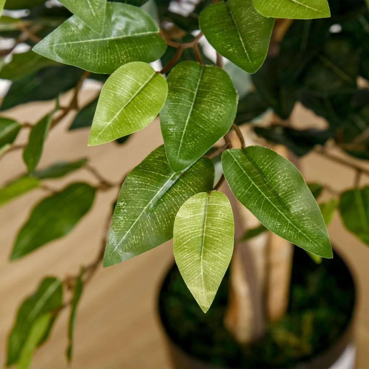 KUNSTPFLANZEN im Topf 150 cm künstlicher Ficus-baum Kunstbaum Zimmerpflanze - Grün, Kunststoff (150cm) - HOMCOM