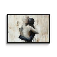 POSTER MIT RAHMENGERAHMTES BILD Abstrakt - Liebe - Schwarz und weiß - Modern 90x60 cm - Schwarz, Papier (90/60cm) - MuchoWow