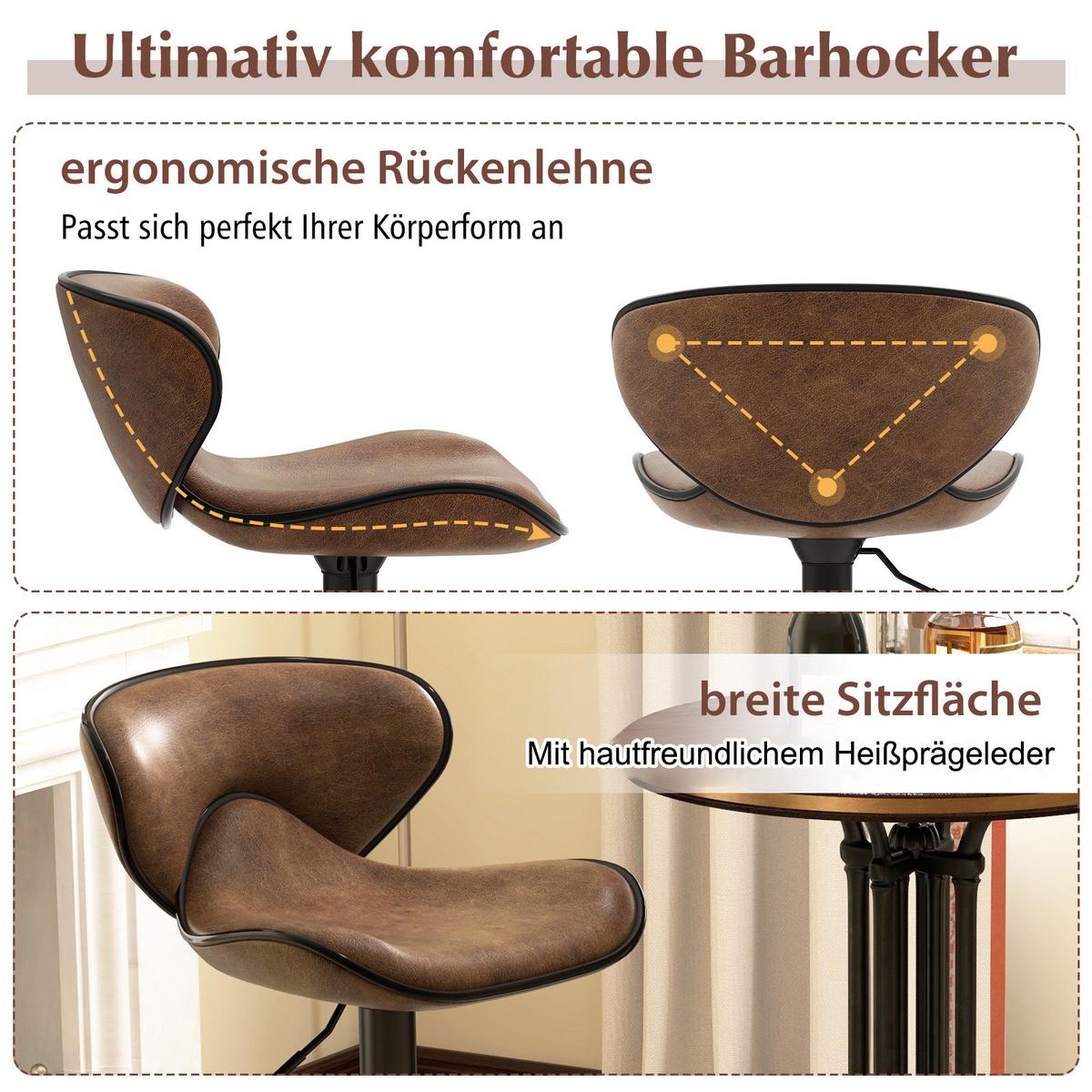 BARHOCKER Schwarz(2er-Set) - Schwarz, Metall (53/81/45cm) - COSTWAY