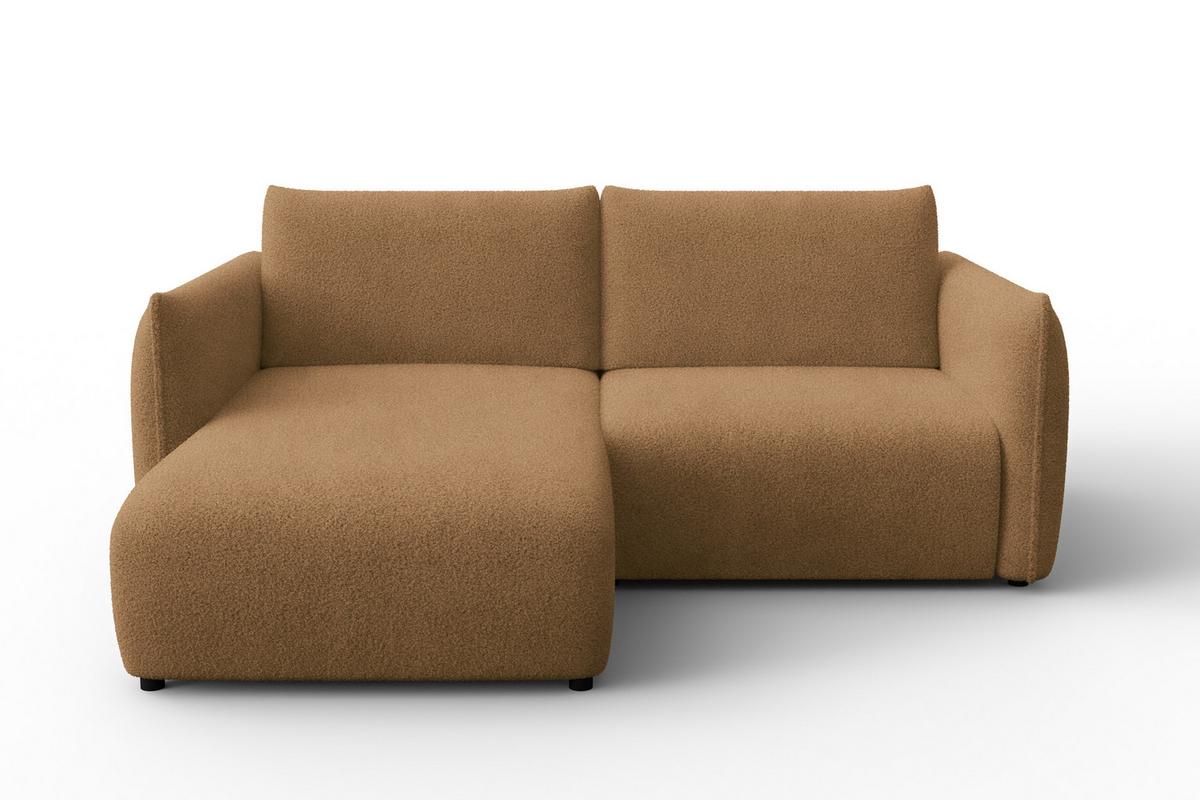ECKSOFA TAUER 3-Sitzer LINKS, Bouclé-Stoff braun - Schwarz/Braun, Holz/Textil (173/206cm) - Courtois Laville