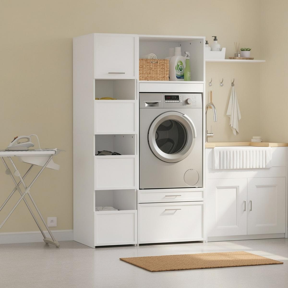 HOCHSCHRANK mit 4 Türen und offenen Fächern BZR232-W - Ahornfarben, Fell (60/186.4/40cm) - SoBuy
