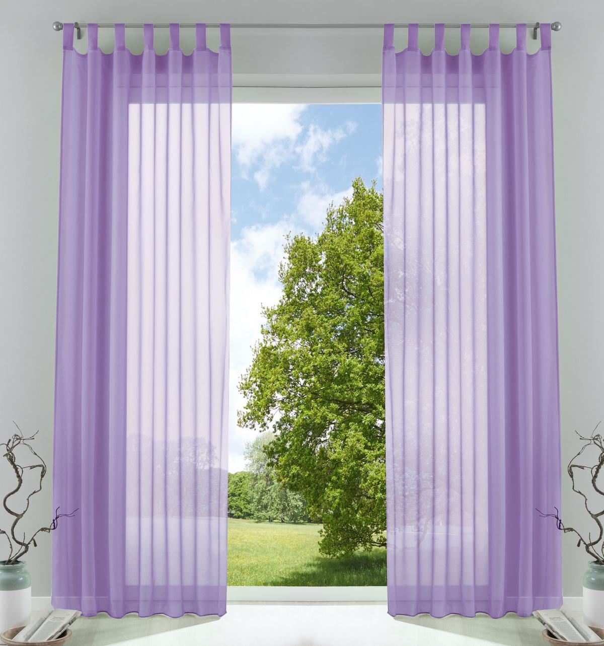 SCHLAUFENGARDINEN Voile 2er Set 245x140 cm Flieder - Flieder, Textil (140/245cm) - Gardinenbox.eu