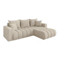 ECKSOFA mit Schlaffunktion Ottomane Rechts MILA-L-v1 277x195x86 Creme Velours - Creme/Schwarz, Holzwerkstoff/Kunststoff (277/194cm) - ALTDECOR
