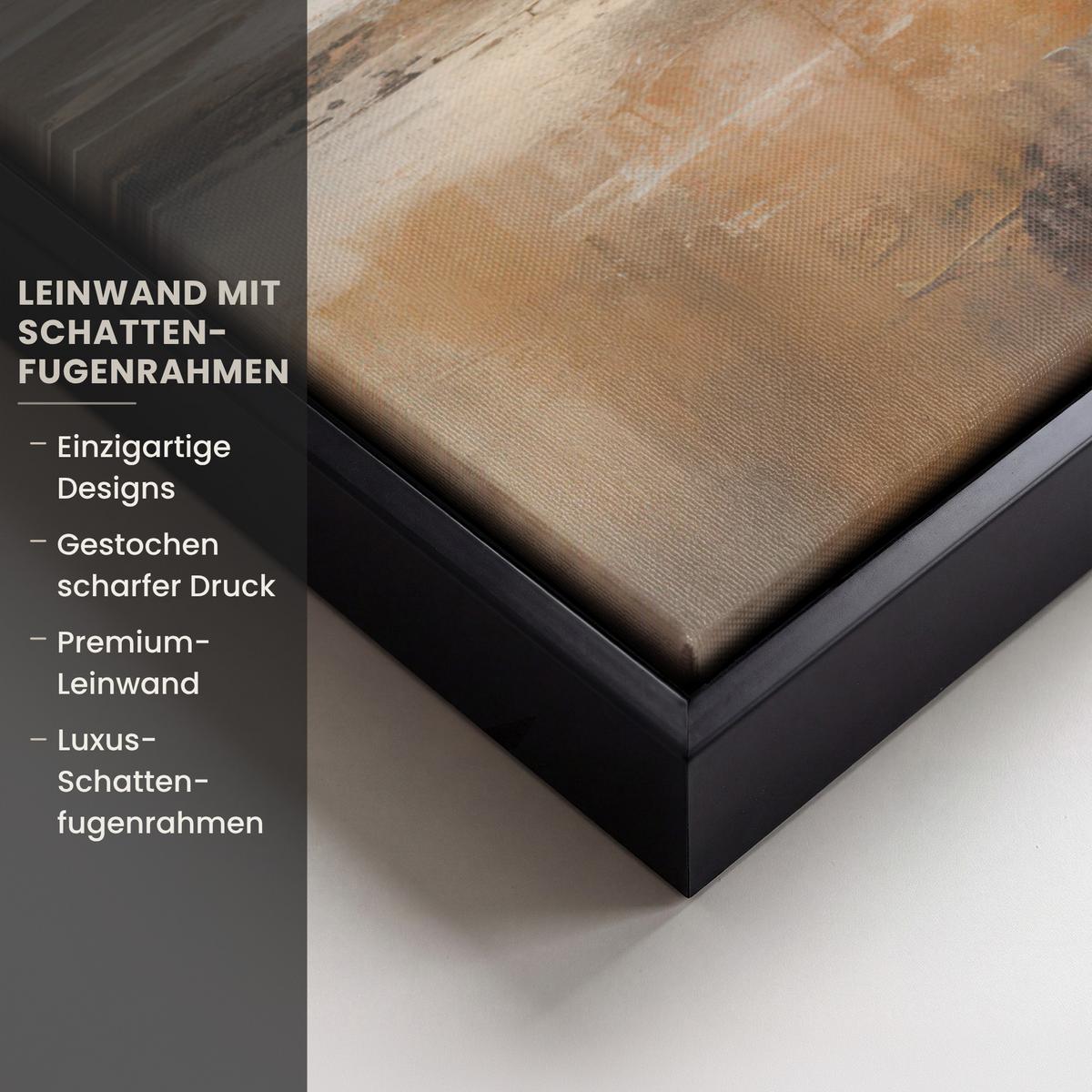 LEINWAND Bilder mit Rahmen - Kunst - Industriell - Grau - Braun - Abstrakt - 70x50 - Sandfarben, Textil (70/50cm) - MuchoWow