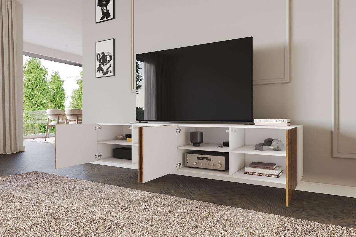 LOWBOARD KITO-W 2x100x40x40 cm - Weiß / Katania - Eiche Wotan/Weiß, Holzwerkstoff (200/40/40cm) - ALTDECOR