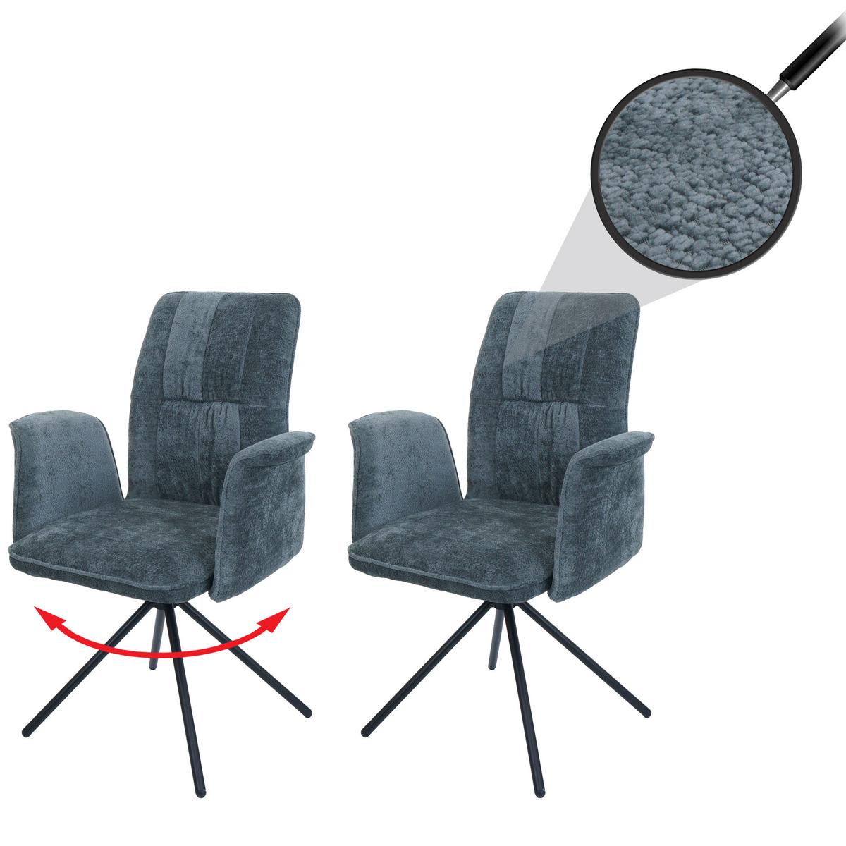 ESSZIMMERSTUHL Blau 2er-Set - Blau/Petrol, Textil (70/94/60cm) - MCW