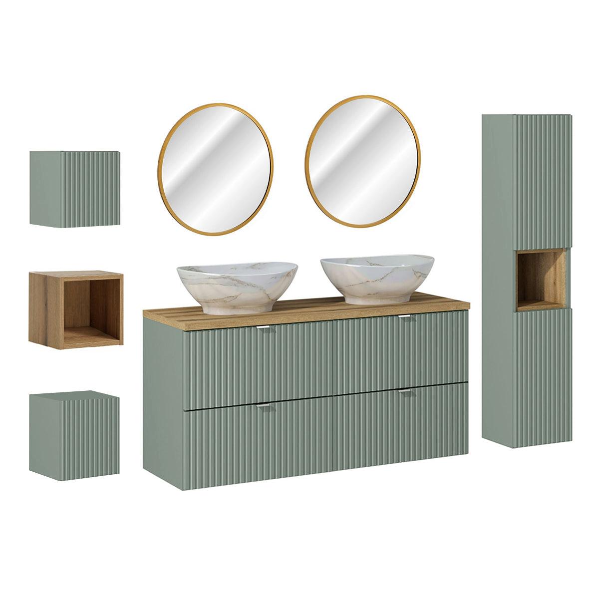 BADMÖBEL 120.4cm Jade 2er-Set Grün und Holz - Grün, Holzwerkstoff (120.4/59/40cm) - Petits-meubles