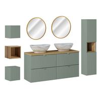 BADMÖBEL 120.4cm Jade 2er-Set Grün und Holz - Grün, Holzwerkstoff (120.4/59/40cm) - Petits-meubles