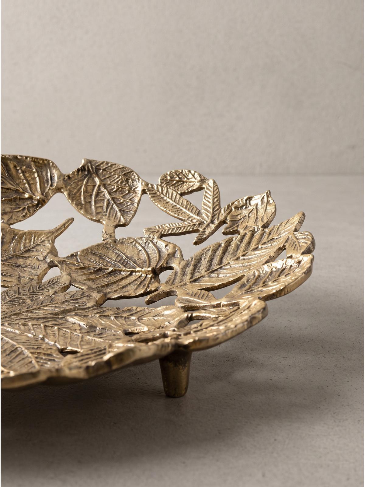 DEKOSCHALE RECANATI, Aluminium, handgefertigt, Gold, 49 x 31 x 8 cm - Goldfarben, Metall (8cm) - KADIMA DESIGN
