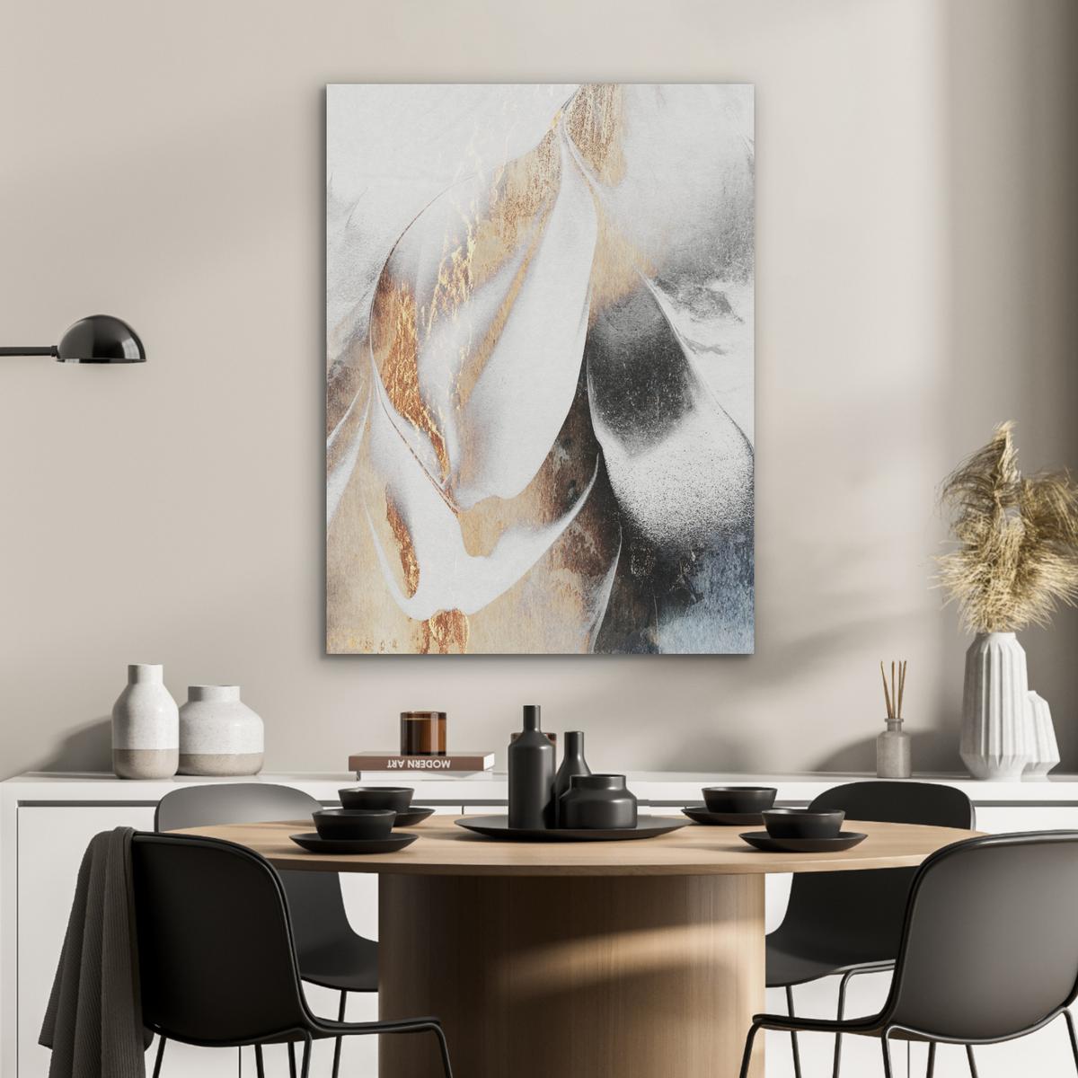 AKUSTIKBILD Luxus - Abstrakt - Gold - Weiß Wandbilder 60x80 cm - Goldfarben, Kunststoff (60/80/0.9cm) - MuchoWow