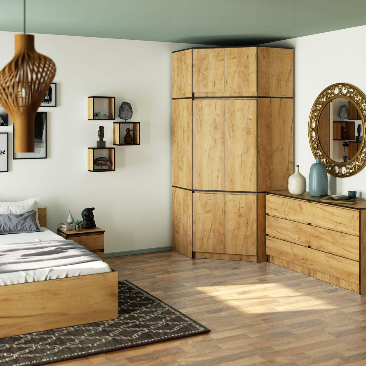 KLEIDERSCHRANK Eiche Craft 235/100/50 - Eiche San Remo, Holzwerkstoff (100/235/50cm) - RAUMHIRSCH FURNITURE
