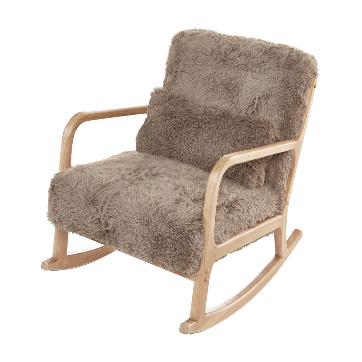 SCHAUKELSESSEL Webpelz Taupe Skovde - Taupe/Beige, Textil (66/82/79cm) - Beliani