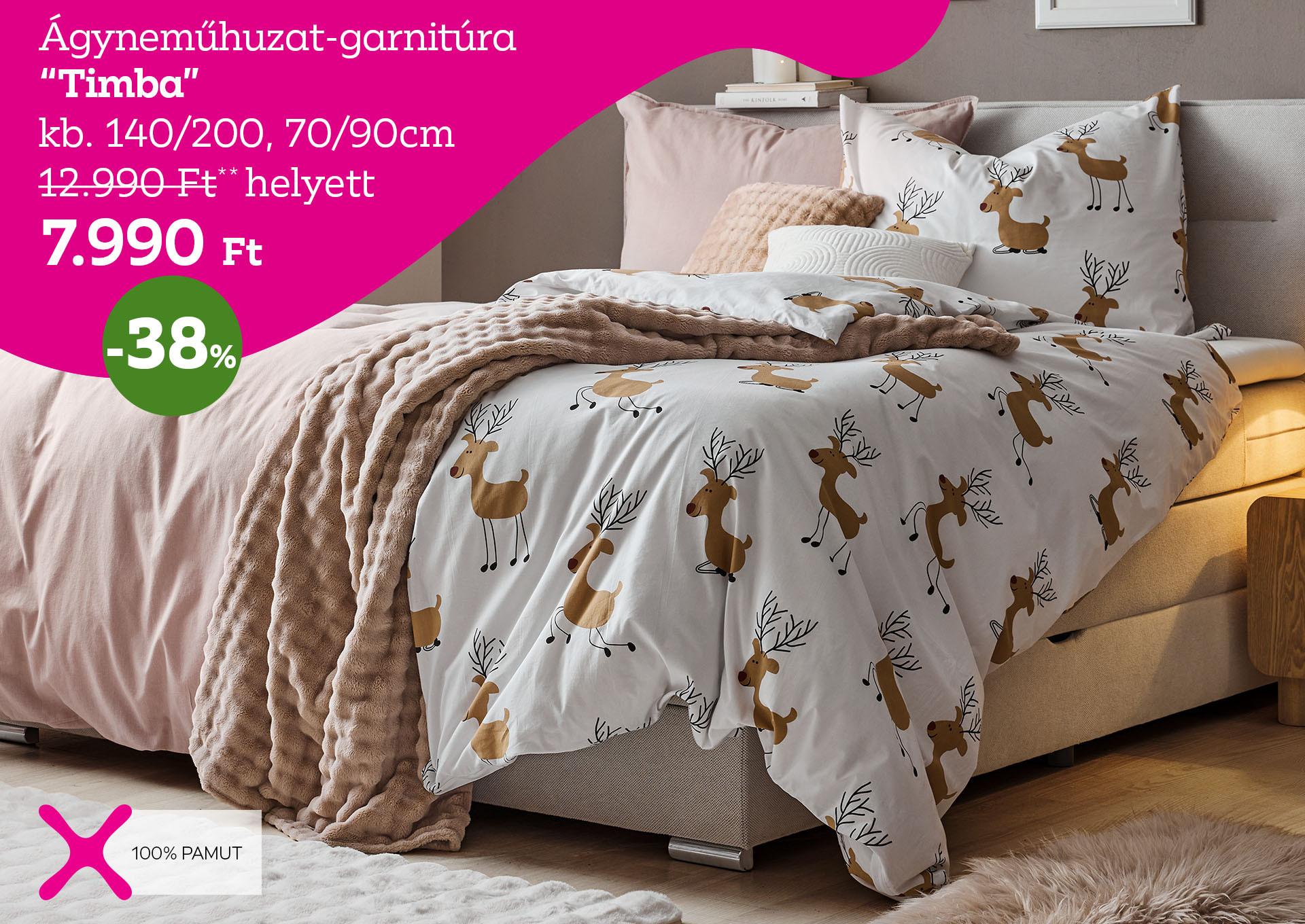 Ágyneműhuzat-garnitúra TIMBA 12.990 Forint helyett 7.990 Forint, kedvezmény mértéke 38%