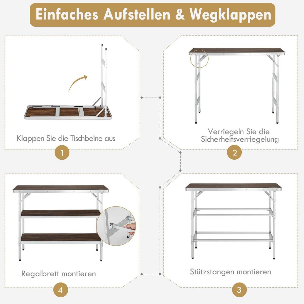 CAMPINGSCHRANK Kaffee - Braun, Holzwerkstoff (38/110/88cm) - COSTWAY