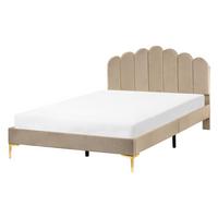 BETT mit Lattenrost 140/200 Samtstoff Taupe Sauvian - Taupe, Textil (140/200cm) - Beliani