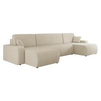 WOHNLANDSCHAFT Piano U Cord - Creme/Schwarz, Holz/Kunststoff (312/82/145cm) - MIRJAN24