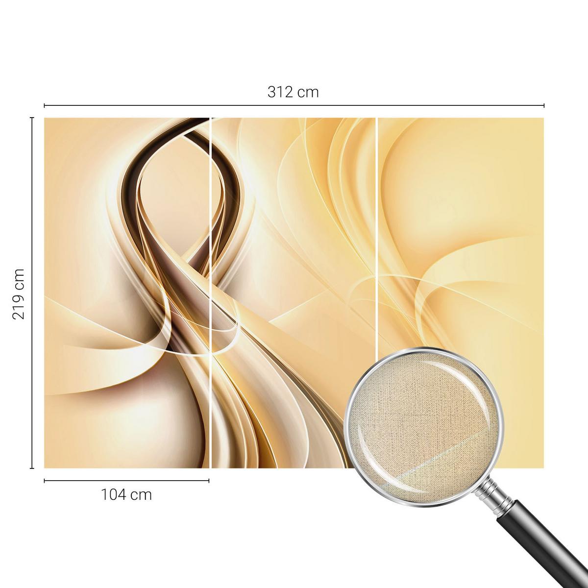 FOTOTAPETE 312x219 cm - Wellenlinien - Orange, Textil (312/219cm) - Wallfluent