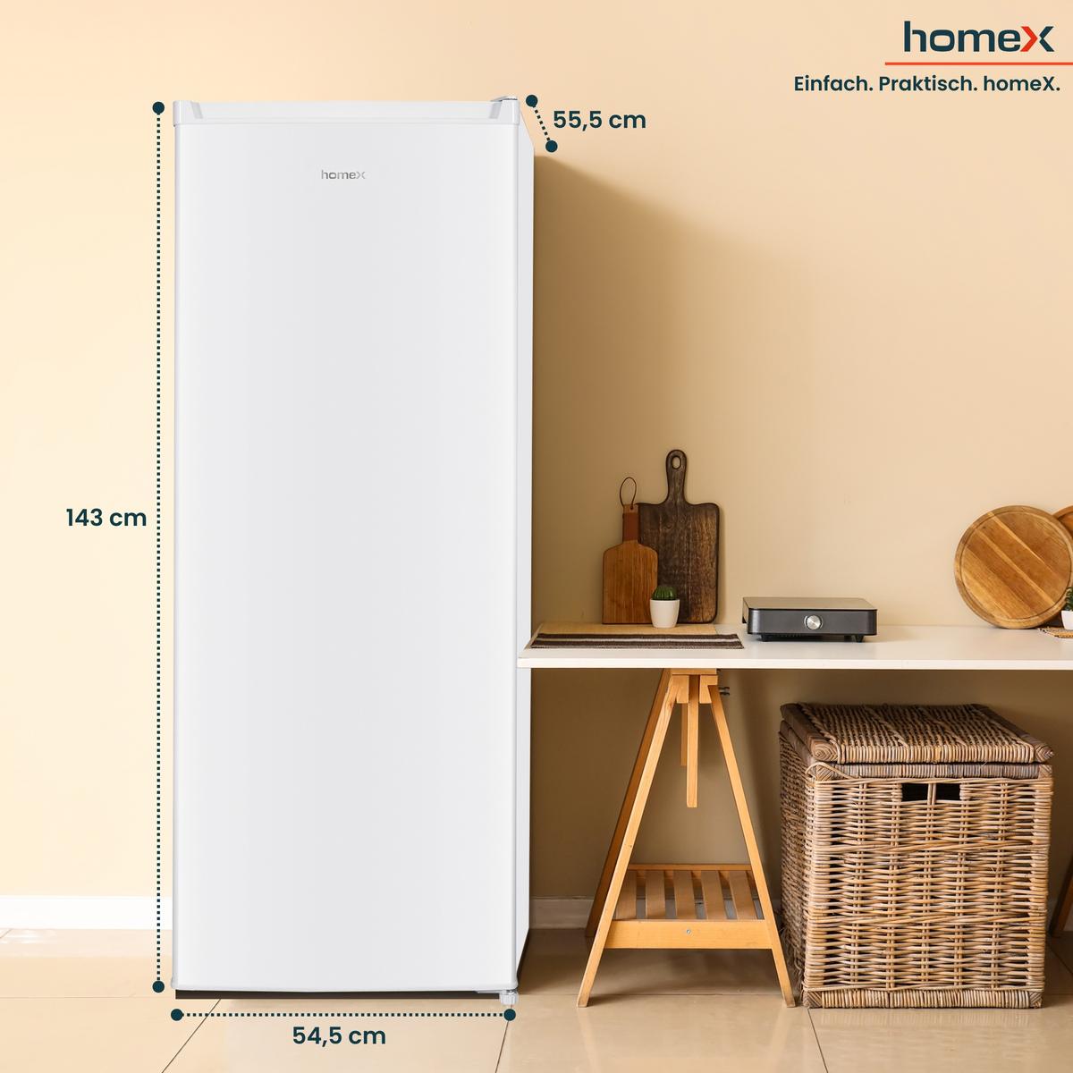 KÜHLSCHRANK CS2422E-W ohne Gefrierfach groß - 242 Liter, freistehend, 143 cm hoch, weiß - Weiß, Glas/Kunststoff (54.5/143/55.5cm) - homeX