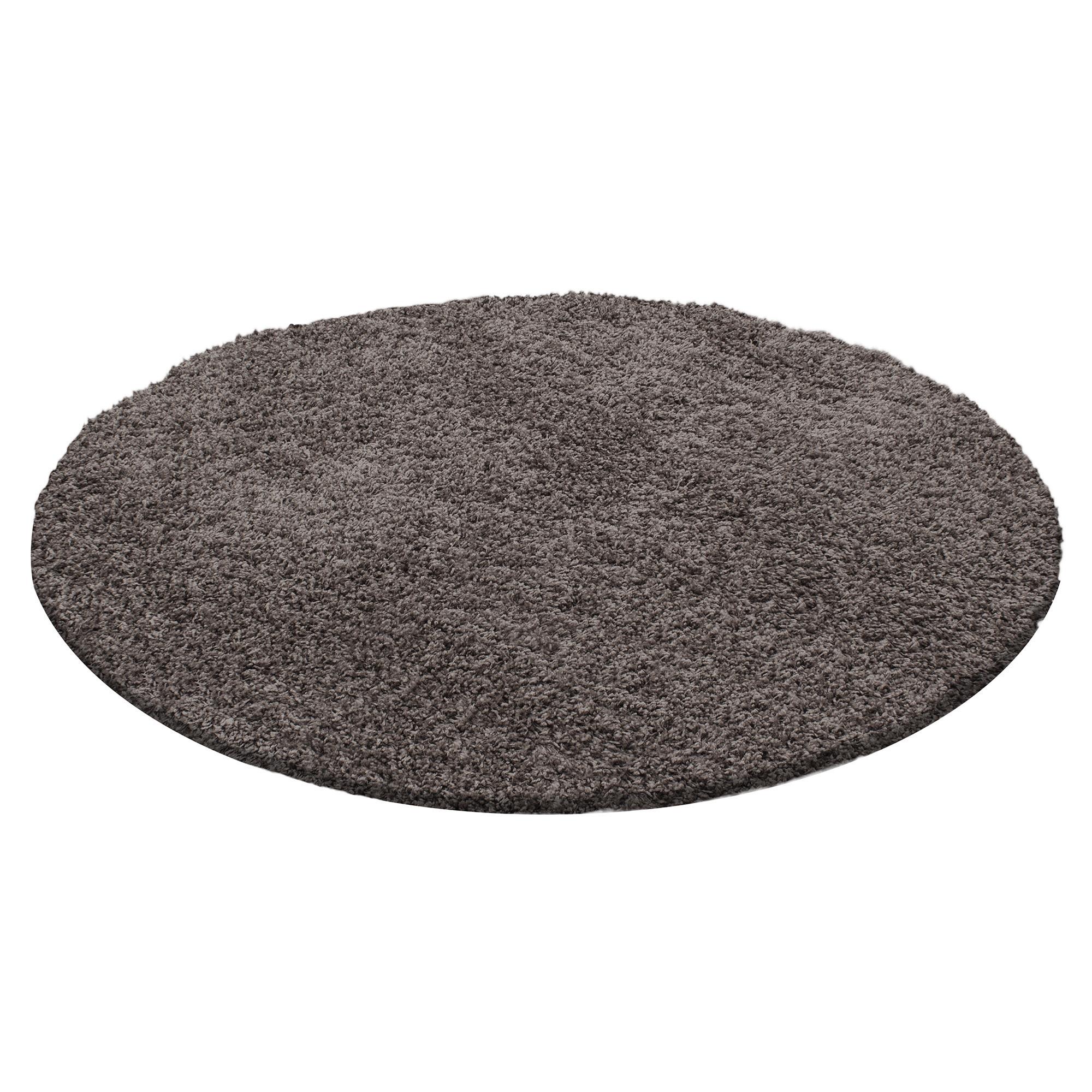 HOCHFLORTEPPICH RHEIN, einfarbig, aus Polypropylen, Taupe, Ø 160 cm - Braun, Textil (160/160cm) - KADIMA DESIGN