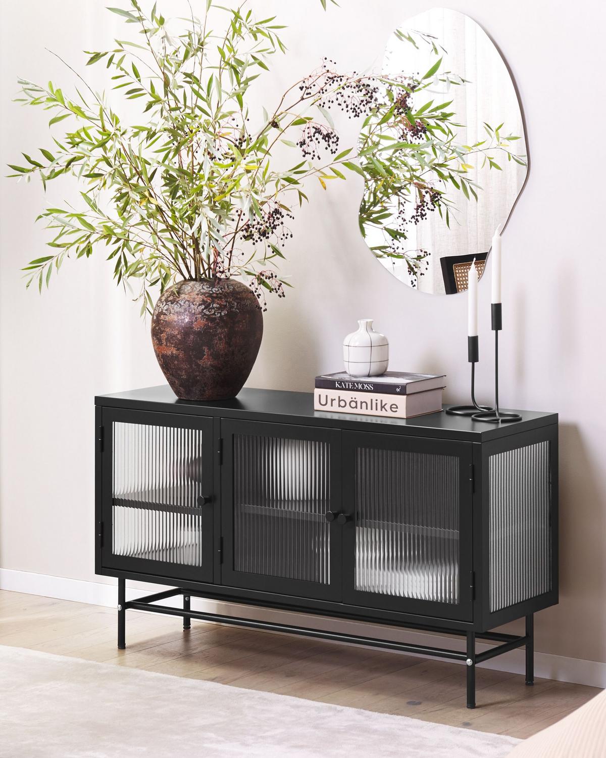 SIDEBOARD Schwarz Devon - Schwarz, Metall (115/64/35cm) - Beliani