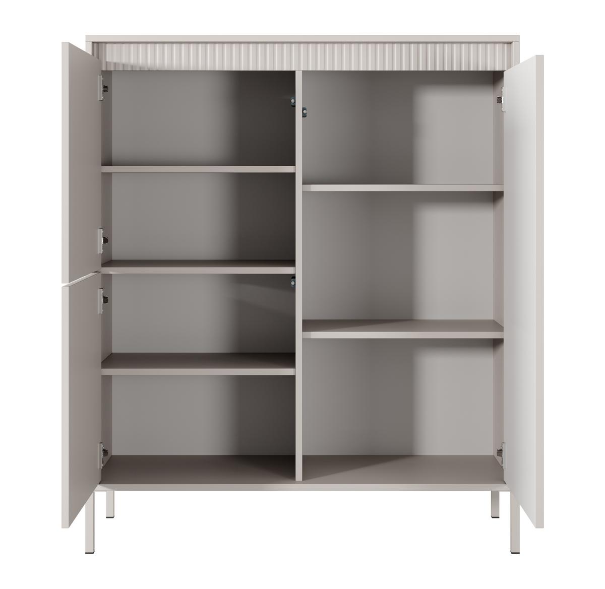 HIGHBOARD Trentinis 3T Beige 103,5/123,4/39,5 cm – Geriffelten Fronten - Beige, Holzwerkstoff/Metall (103.5/123.4/39.5cm) - AX Living