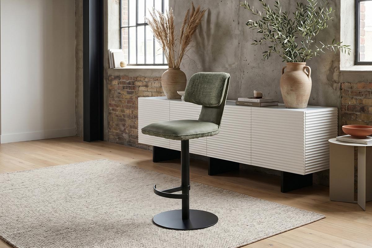 BARHOCKER LILIANA Grün Webstoff Drehbar (360°) (1er-Set) - Grün, Kunststoff/Textil (46/91/61cm) - KAWOLA