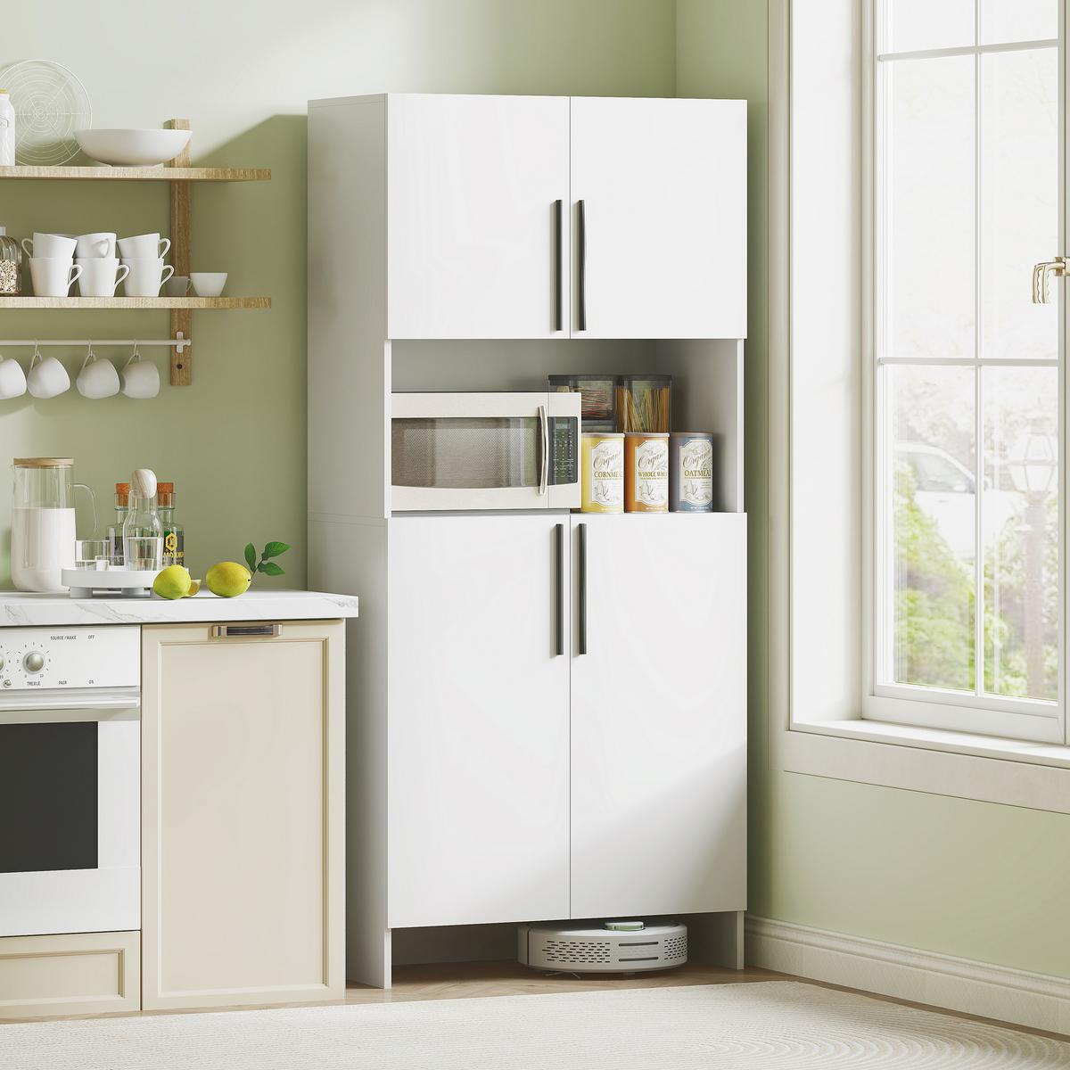 KÜCHENSCHRANK Spanlatte 79/40/175 cm Weiß - Weiß, Holzwerkstoff (40/175/79cm) - HOMCOM