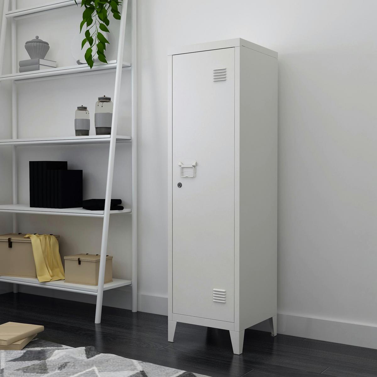 EINZELSPIND Kurikka - Weiß, Metall (38/137/38cm) - [en.casa]