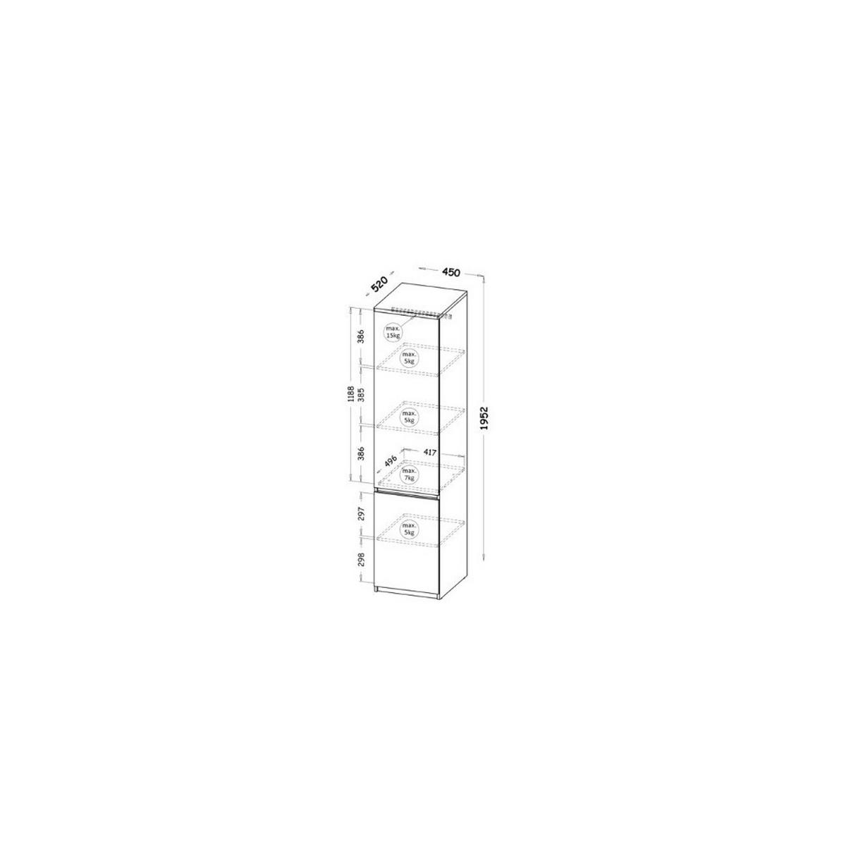 DREHTÜRENSCHRANK KRYOS 45/195,2/52cm 2-türig Eiche Wotan - Eiche Wotan/Weiß, Holzwerkstoff (45/195.2/52cm) - MASSENO