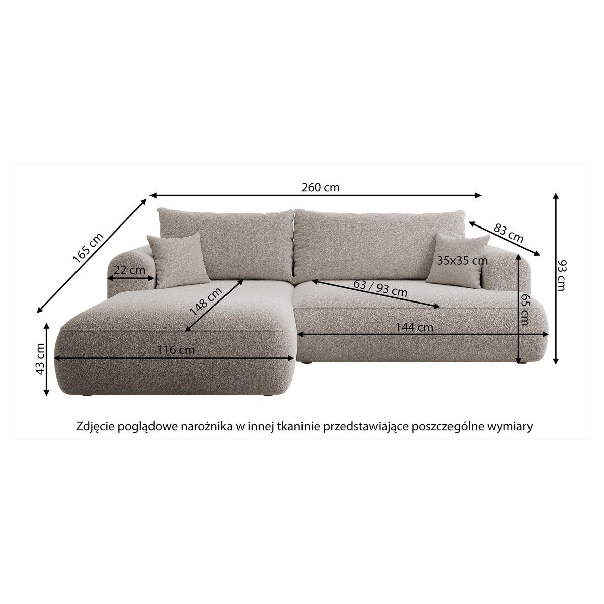ECKSOFA Ovo Dunkelgrau Bouclé - Dunkelgrau/Schwarz, Kunststoff/Textil (165/260cm) - Selsey