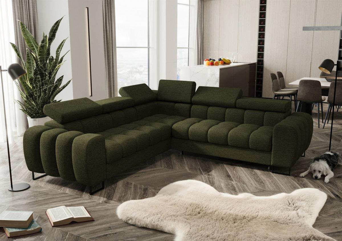 ECKSOFA Bastien Mit Schlaffunktion - Grün, Holzwerkstoff/Textil (260/260cm) - Fun Möbel