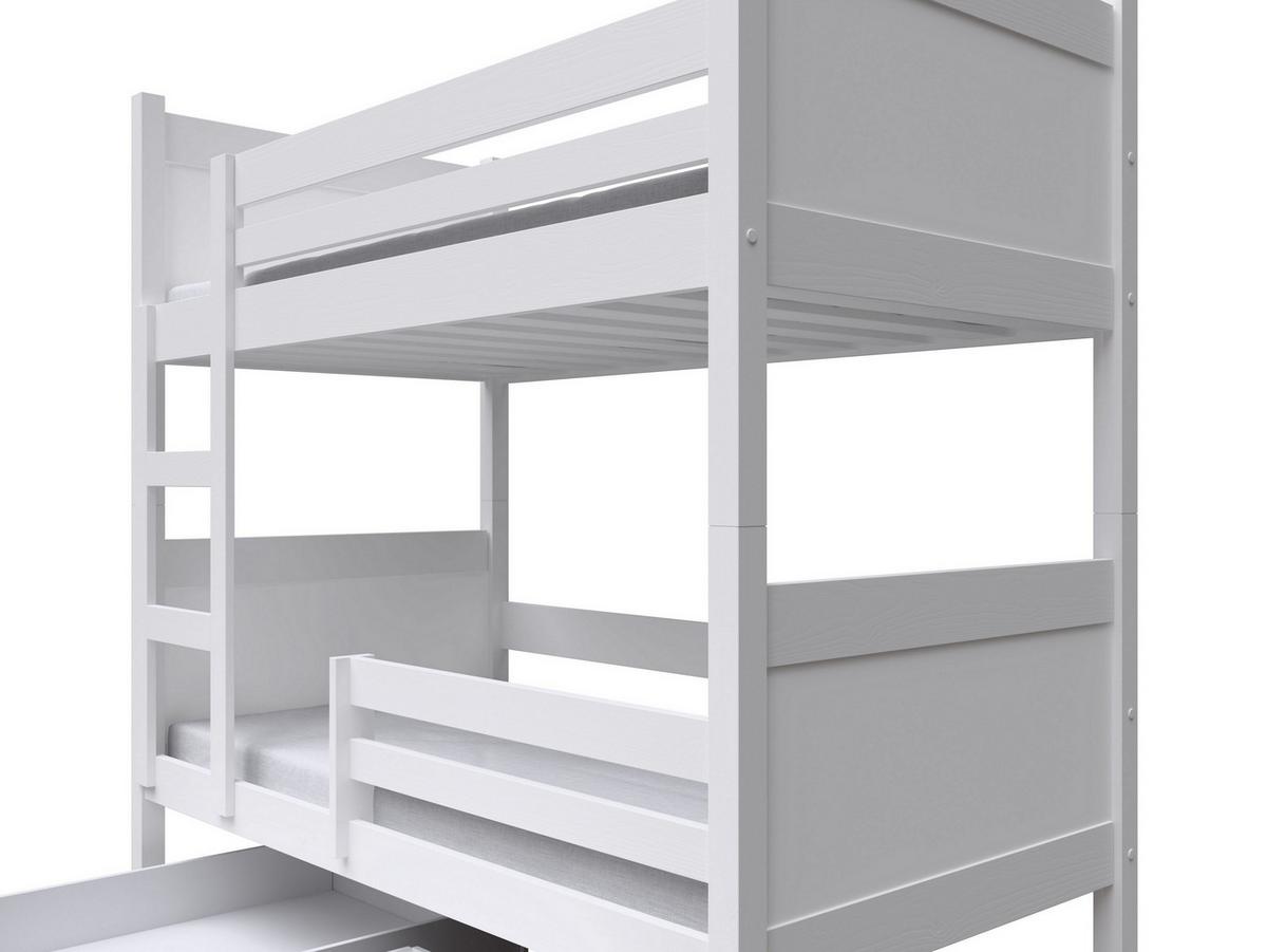 ETAGENBETT MIA mit Bettkasten 80x180 cm Weiß - Weiß, Holz (80/180cm) - MASSENO