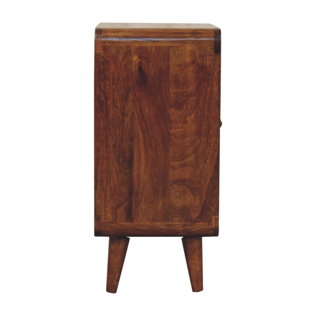 SCHRANK Mini Klassisch Kastanie, 2 Türen und 2 Regale, Dunkelbraun - Dunkelbraun/Messingfarben, Mangoholz/Holz (55/65/30cm) - Artisan Furniture