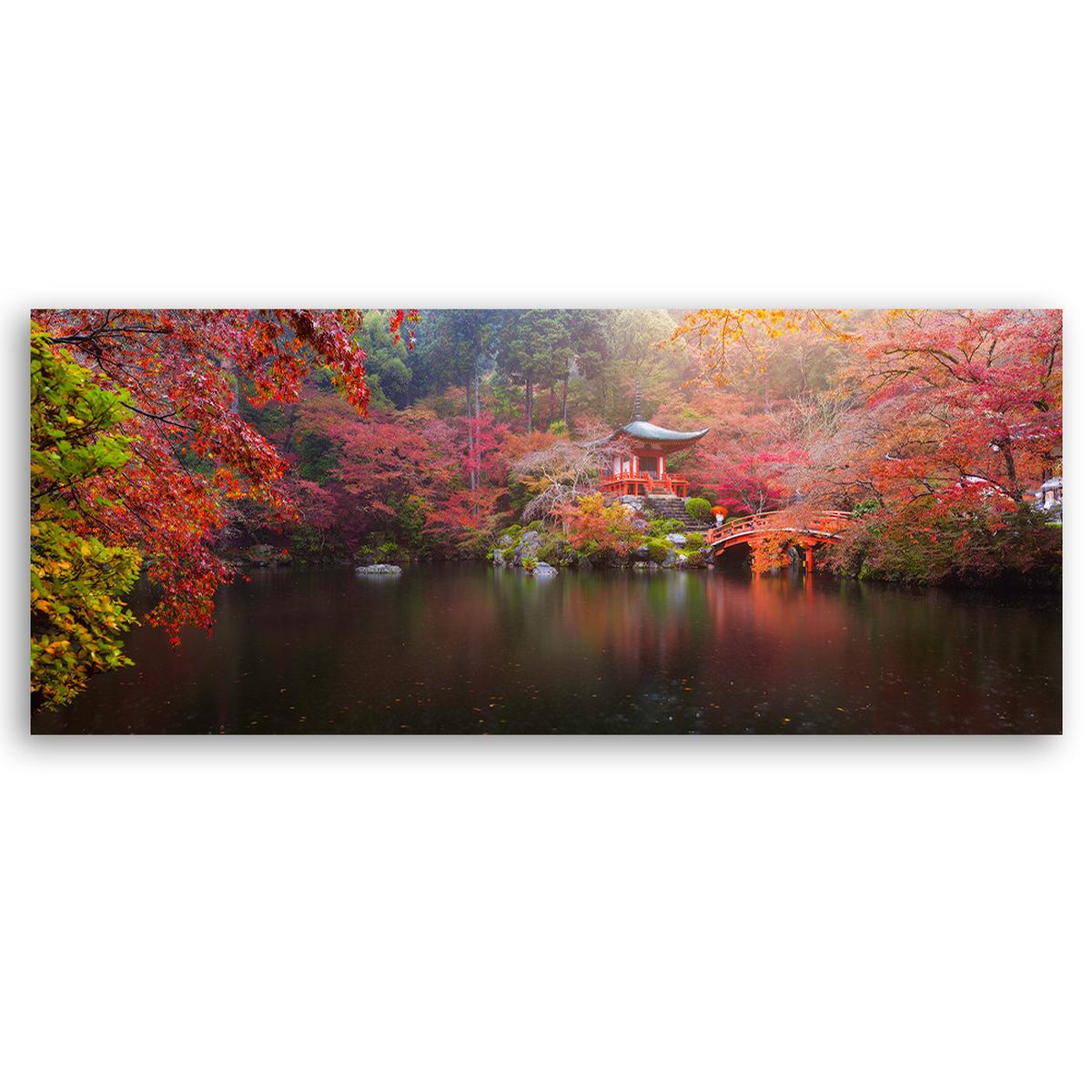 WANDBILD japanischer garten - Pink, Textil (90/30cm) - Feeby