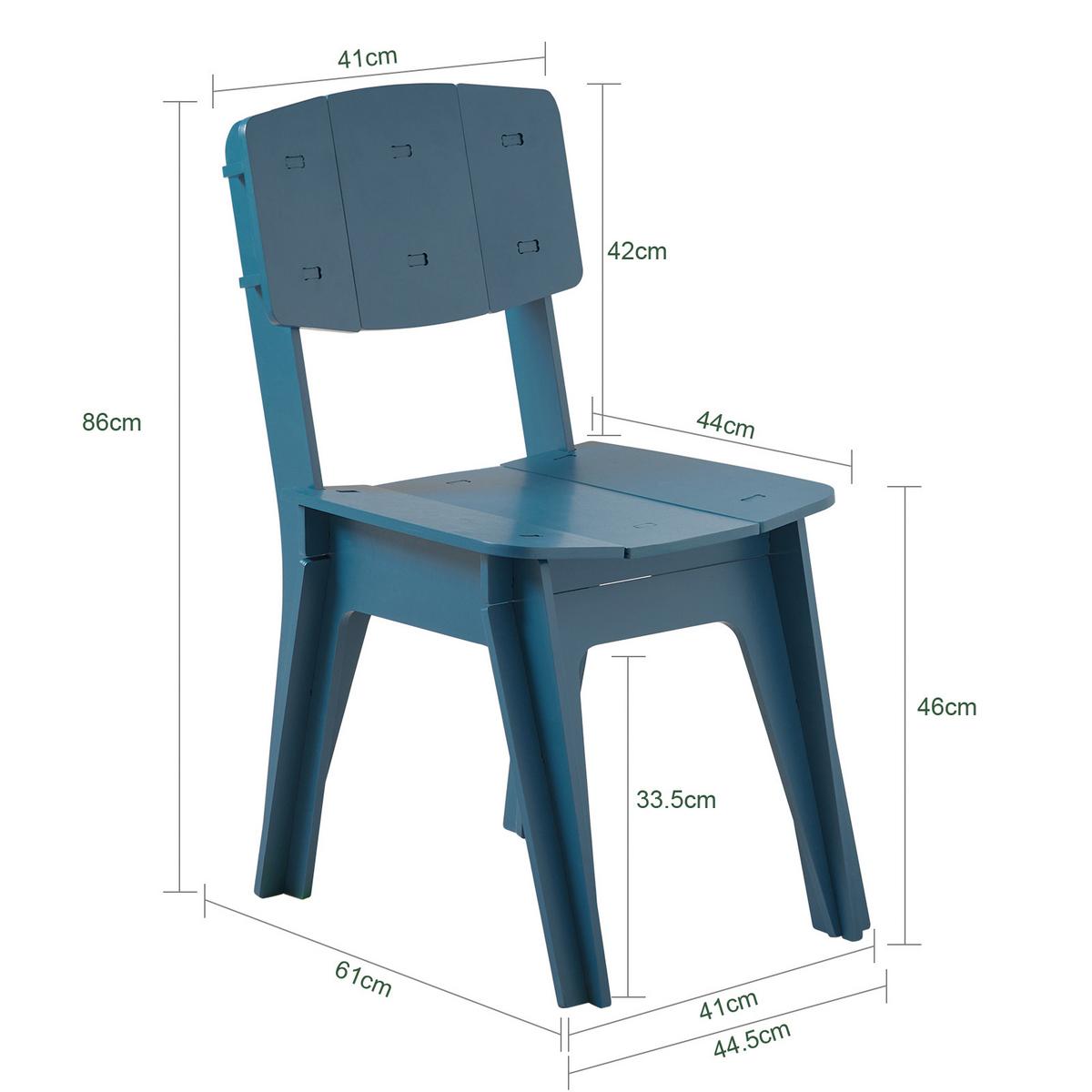 STUHL Blau - Blau, Holz (45/86/61cm) - SoBuy