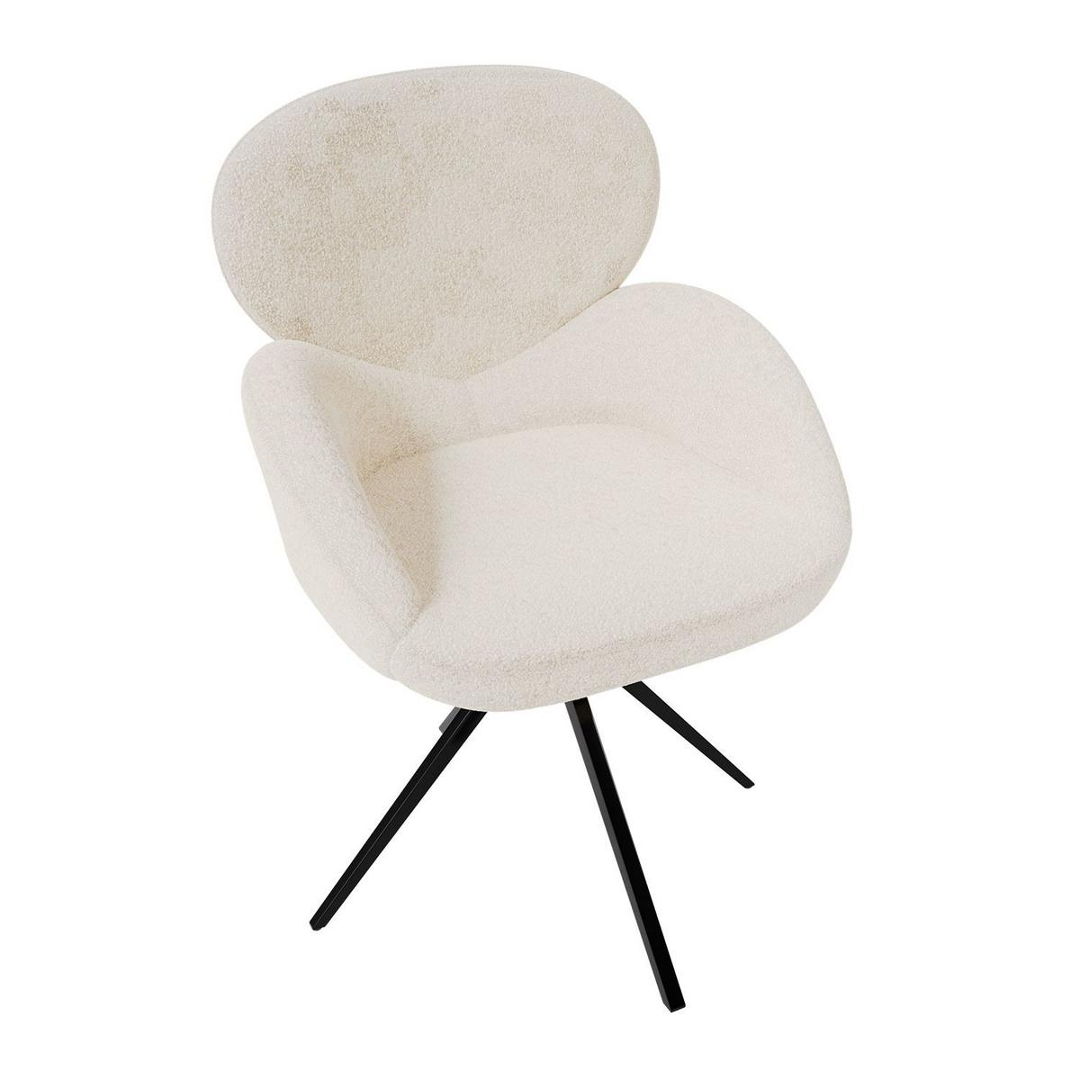 DREHSTUHL Albano Bouclé Creme (6er-Set) - Creme, Textil (59/90/65cm) - Juskys