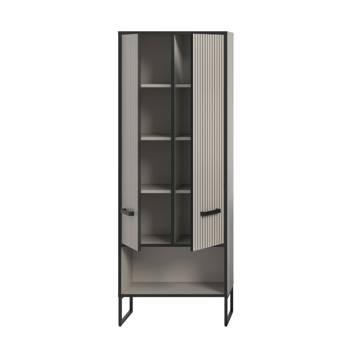 BADEZIMMERSCHRANK mit 2 Türen und 2 Nischen, Kaschmir 32/159/59 cm - Beige, Holzwerkstoff (32/159/38cm) - Calicosy