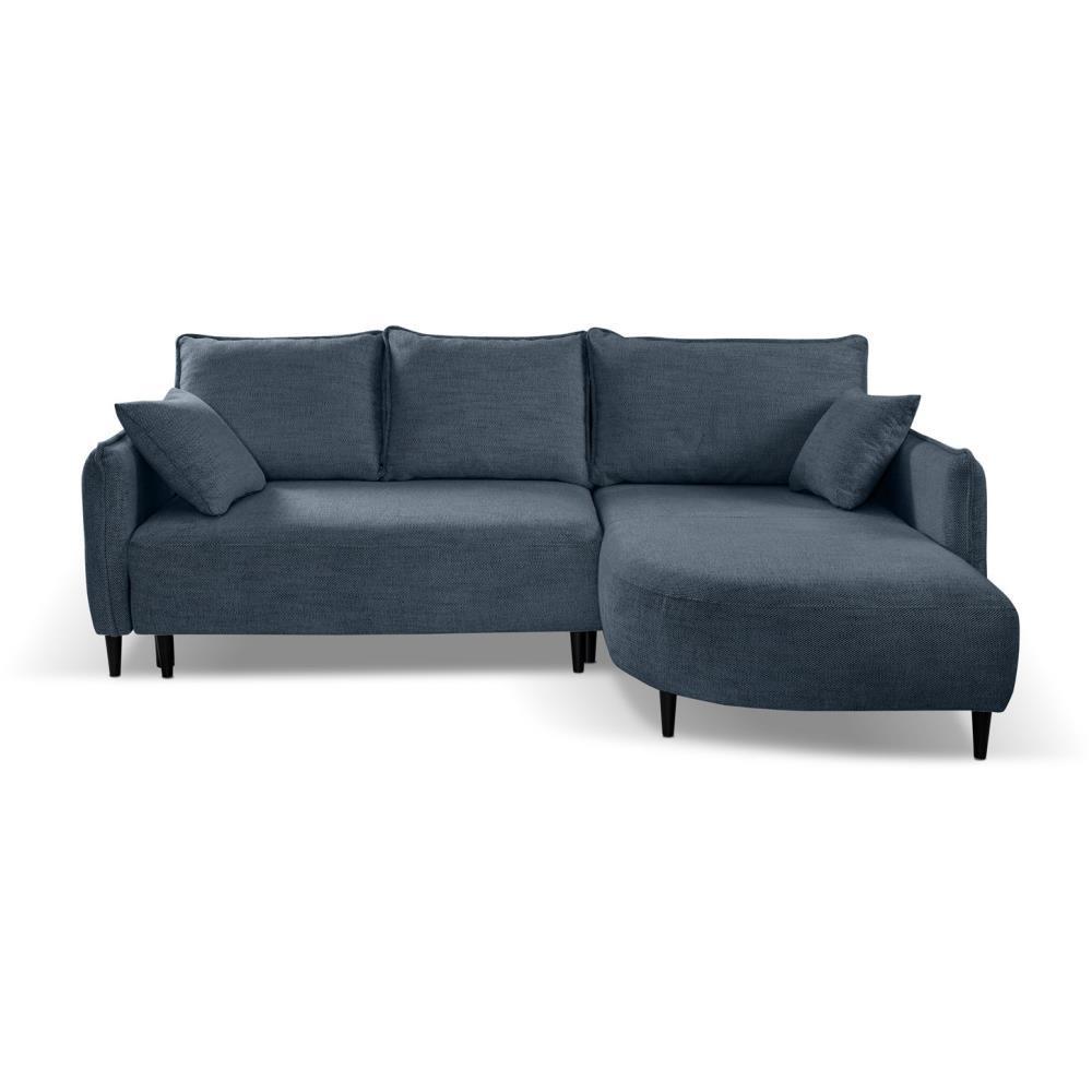 ECKSCHLAFSOFA Sycylia rechts dunkelblau - Schwarz/Dunkelblau, Textil (244/165cm) - Beautysofa