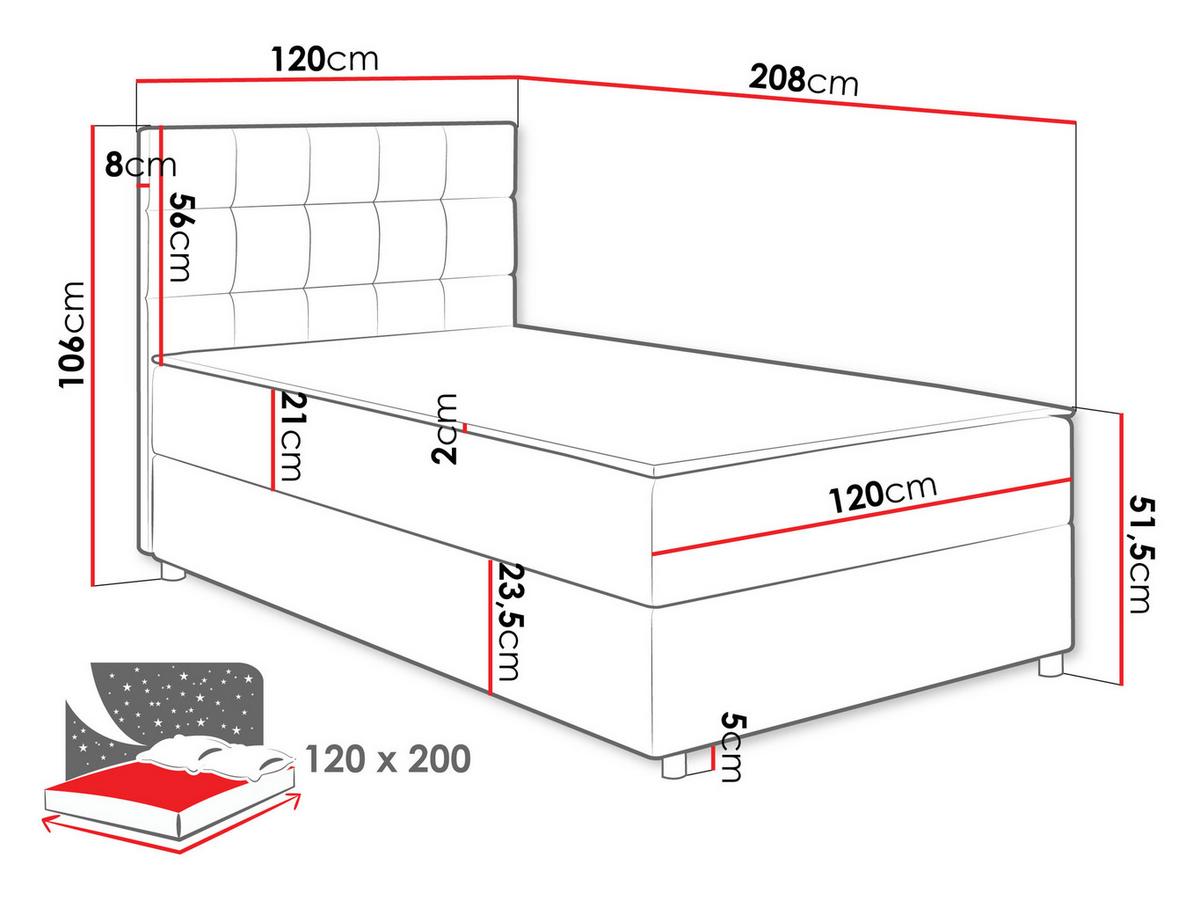 BOXBETT Lind - H3 - Blau/Schwarz, Holz/Holzwerkstoff (120/200cm) - MIRJAN24