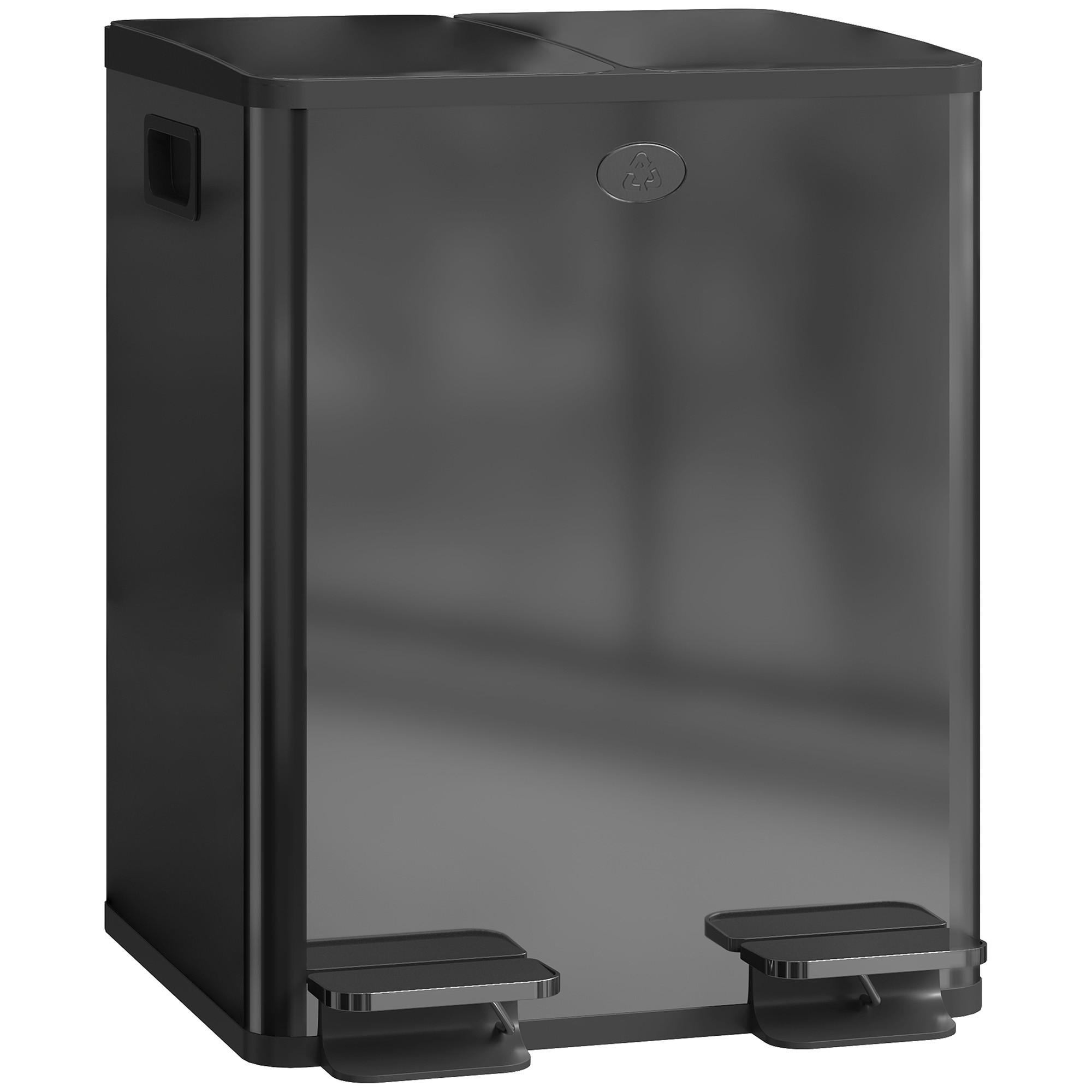 MÜLLEIMER Edelstahl Kunststoff Schwarz - Schwarz, Metall (36/51.6/45.8cm) - HOMCOM
