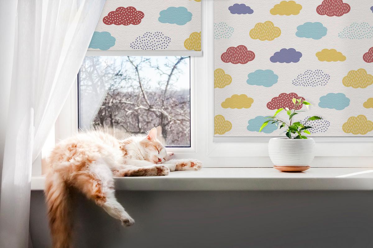 INNENROLLO - Fensterrollo - Rollo - 60x40 cm - Bunte Wolken - Gelb, Kunststoff (60/140/0.5cm) - TULUP