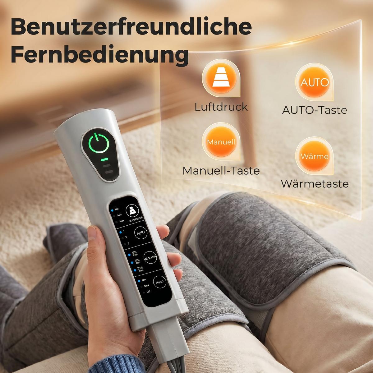 BEINMASSAGEGERÄT Stoff TPR Grau - Grau, Textil (77/12/96cm) - HOMCOM