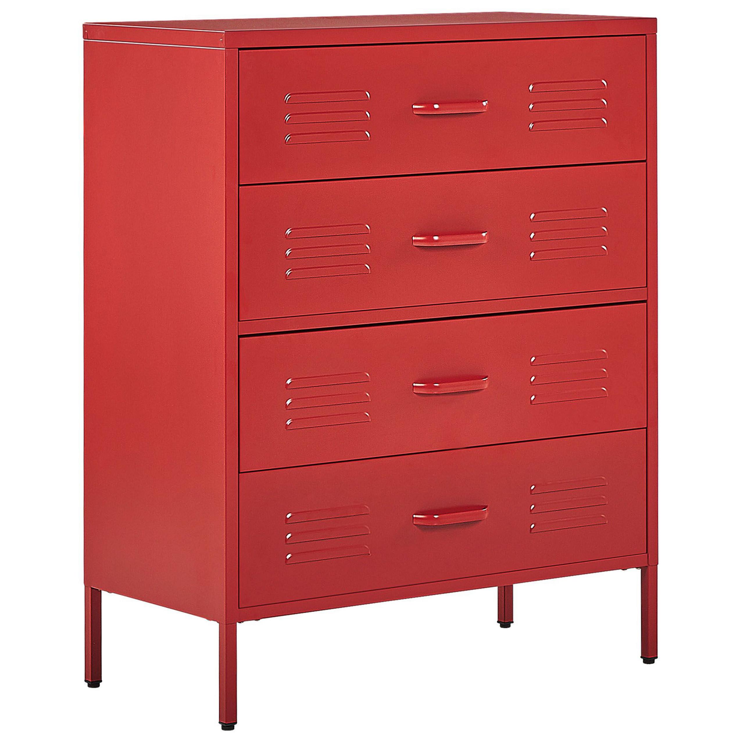 KOMMODE rot 4 Schubladen Enago - Rot, Metall (80/102/40cm) - Beliani