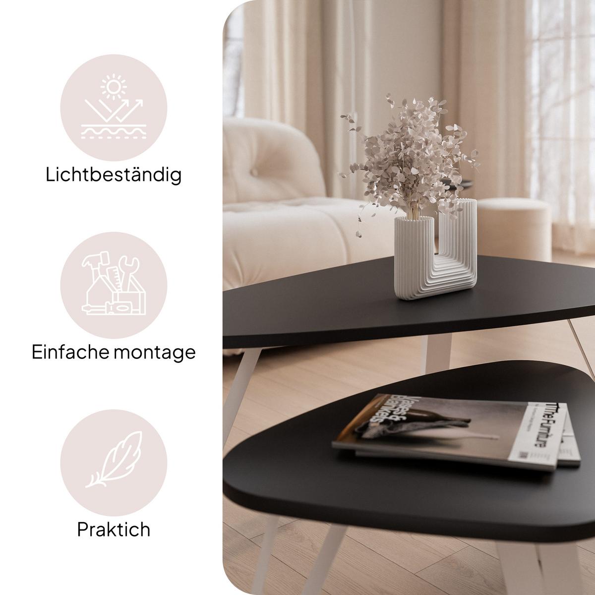 SATZTISCH NOA Stahlgestell, Freiform, Kaschmir / Schwarz Molet - Kaschmir/Schwarz, Holzwerkstoff/Metall (94/60/42cm) - Idohome