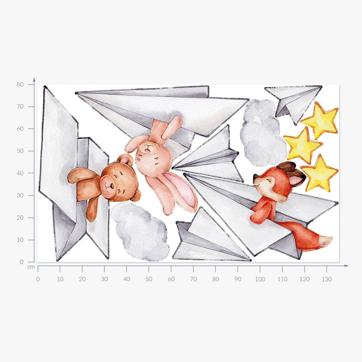 WANDAUFKLEBER 80x136cm - Niedliche Tiere - Multicolor, Kunststoff (80/136/0.1cm) - Wallfluent
