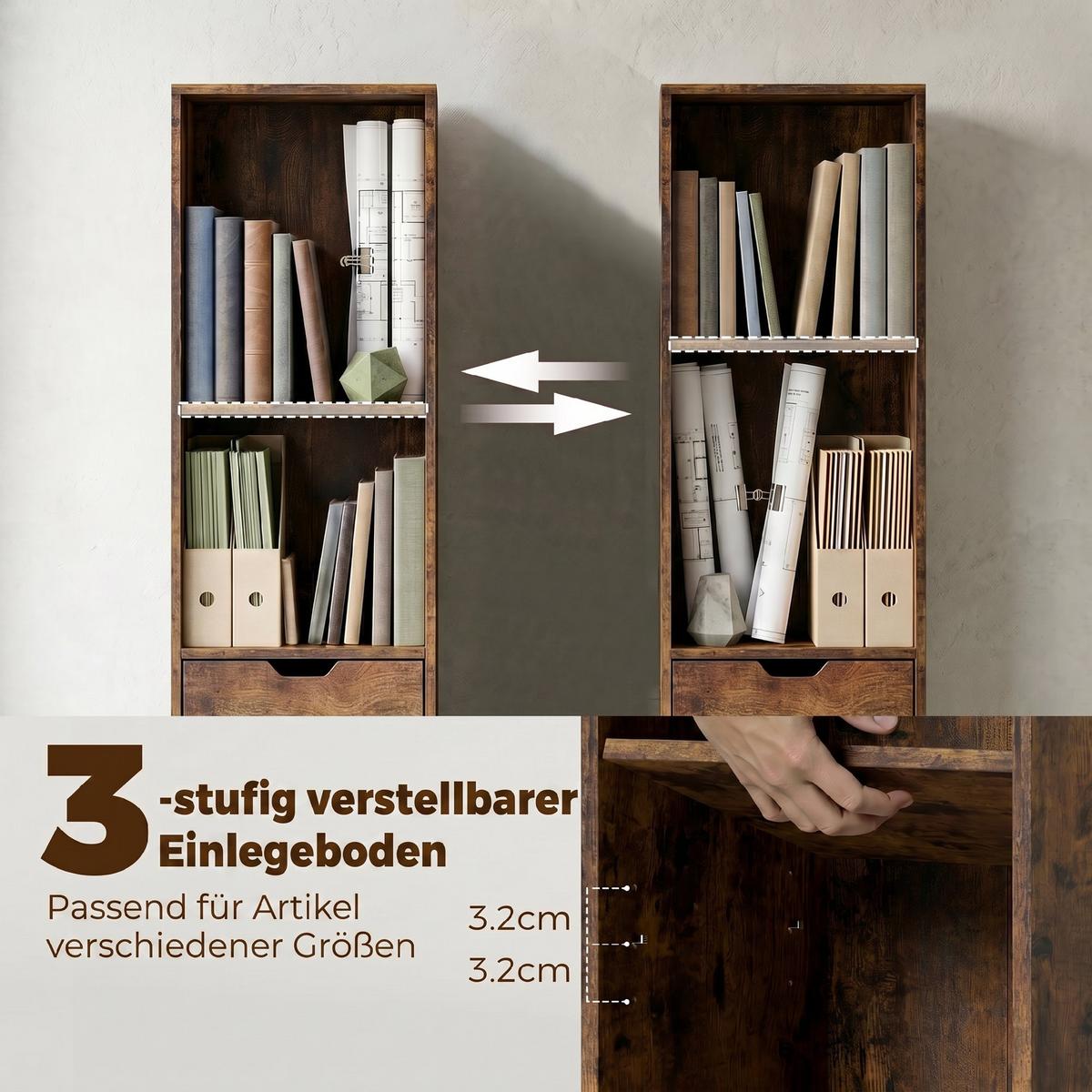 BÜCHERREGAL Spanplatte Braun - Braun, Holzwerkstoff (24/158/30cm) - HOMCOM