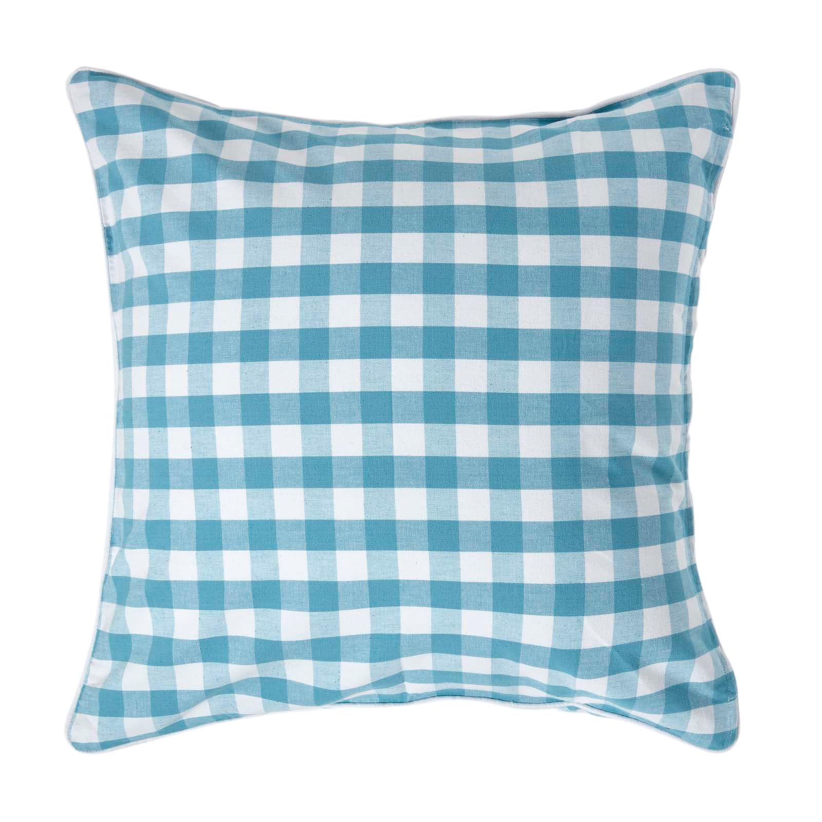 KISSENHÜLLE Karo-Muster 60/60 cm, 100% Baumwolle - Blau, Textil (60/60cm) - Homescapes
