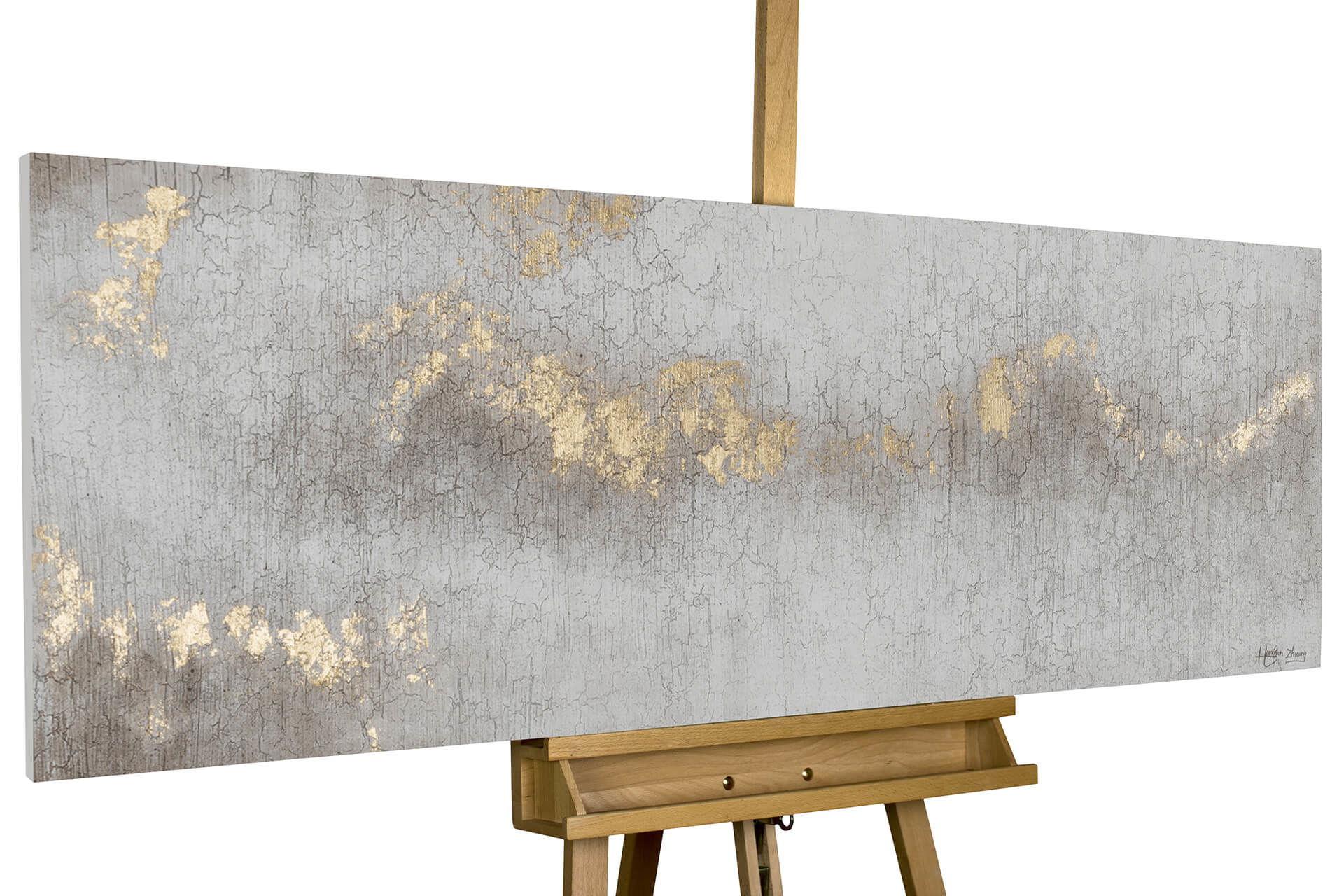 ACRYLBILD HANDGEMALT 150/50 cm - Grau, Holz/Textil (150/50cm) - KUNSTLOFT