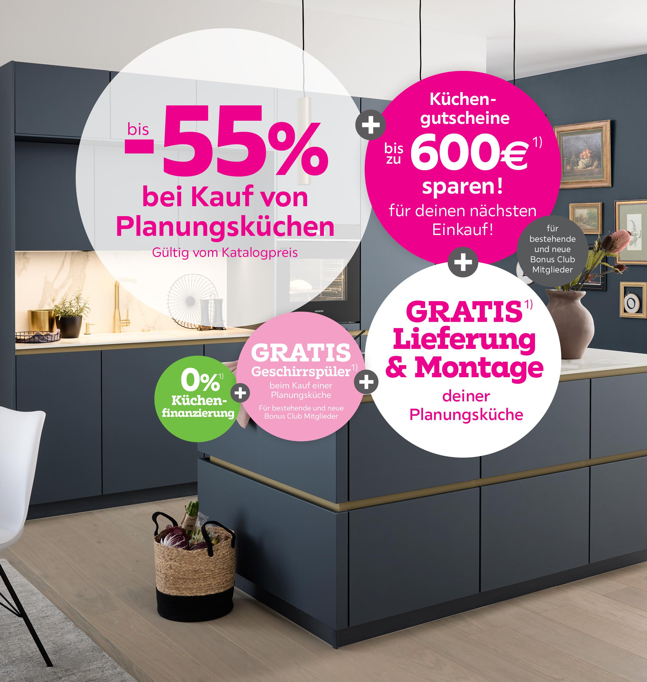 bis -55% bei Kauf von Planungsküchen