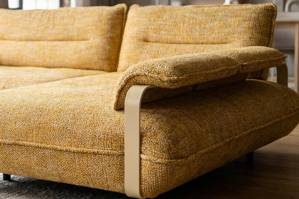 ECKSOFA ANISSA Gelb Flachgewebe - Gelb/Schwarz, Kunststoff/Textil (185/297cm) - KAWOLA